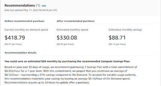 AWS recommendations